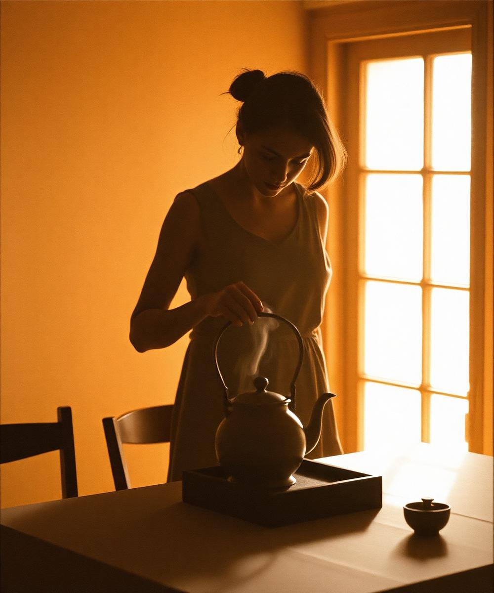 Atmospheric portrait evoking the Tea Gather practice