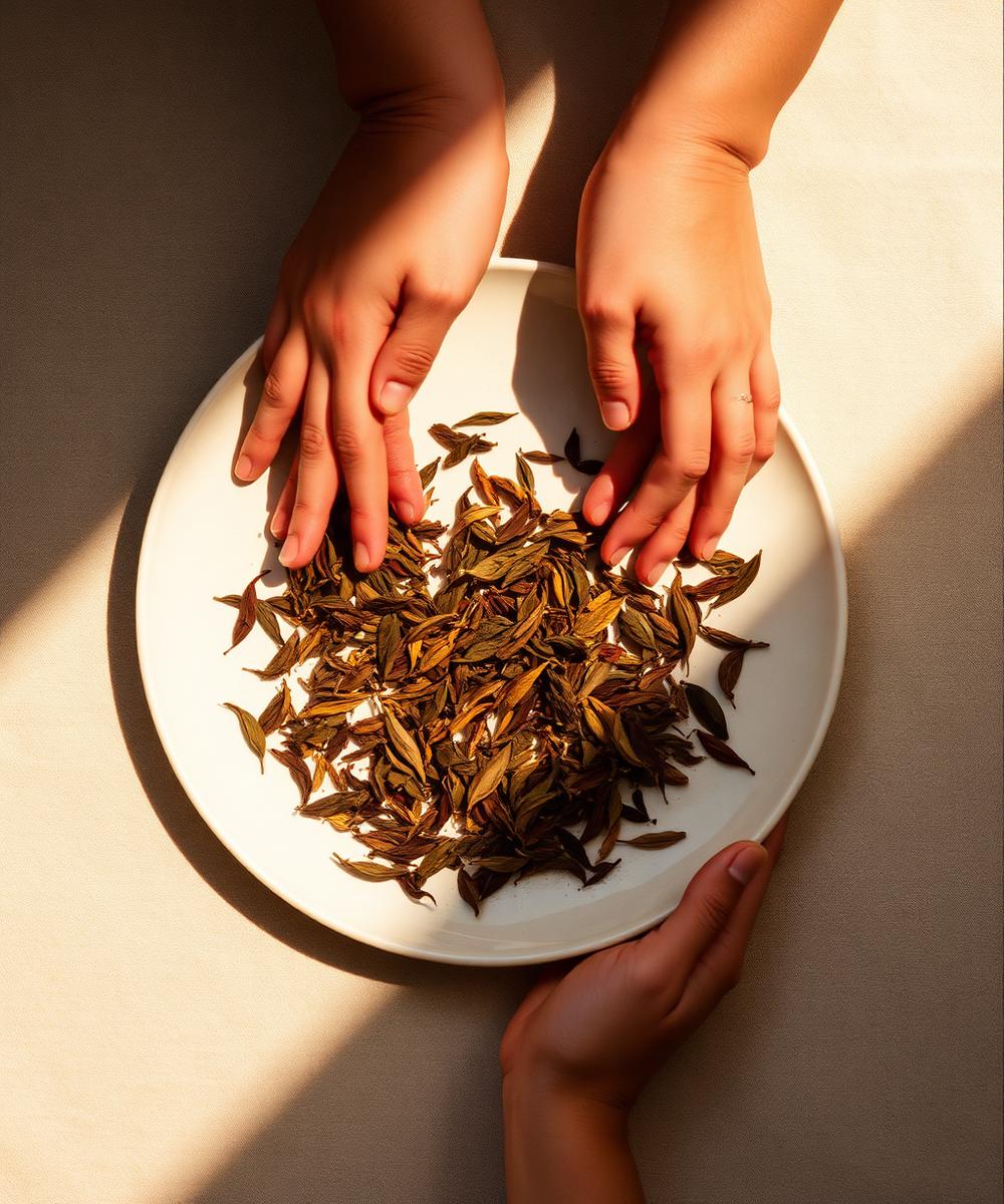 Atmospheric portrait evoking the Tea Gather practice